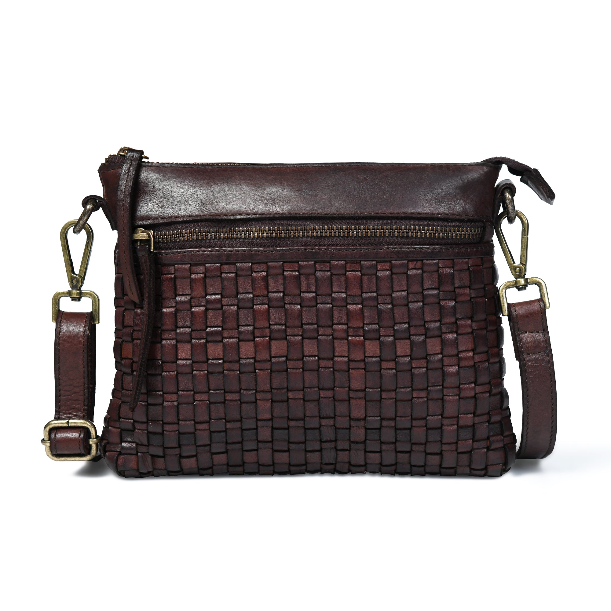 Woven Elegance Leather Handbag